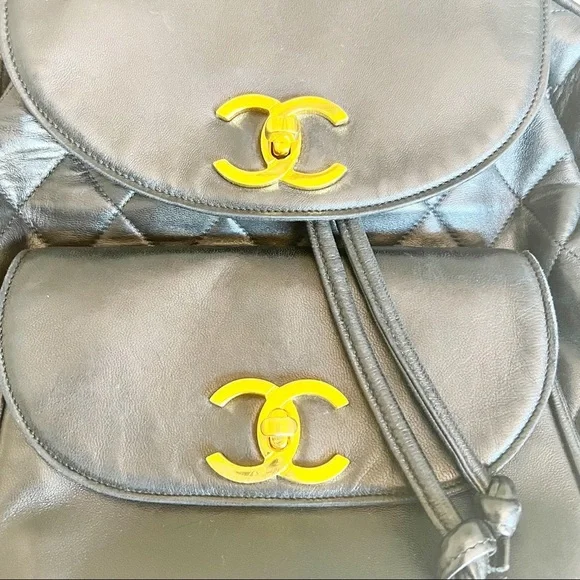 Chanel Vintage Quilted CC Black Lambskin Backpack - Picture 6 of 14